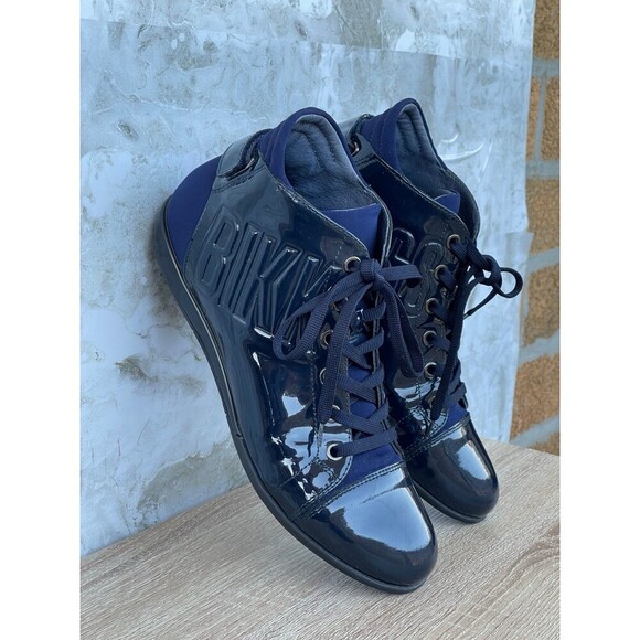 Bikkembergs Navy Patent Leather High Top Sneakers Streetwear size 40/ 9.5 - Picture 5 of 11